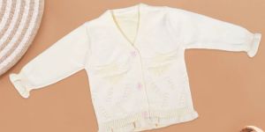 Kids Creamy Delight Ruffled Cardigan