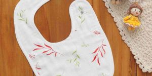 Leaf Print Cotton Baby Bib