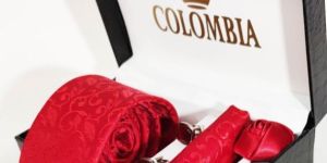 Red Flower Design Silk Tie