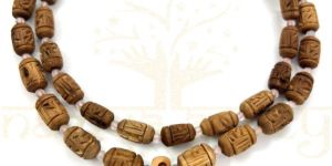 Radha Imprints 54 Tulsi Wood Neck-Bead Mala with Tiny Faceted Rose Quartz Onyx Stones