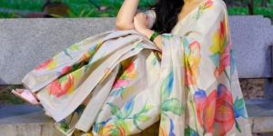 Cotton Mulmul Tissue Saree