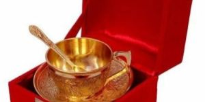 Brass Tea Cup Saucer Set