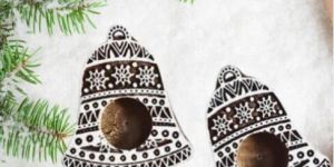 Satyaki Handcrafted T-Light Wooden Candle Holders Christmas Bell Set of 2