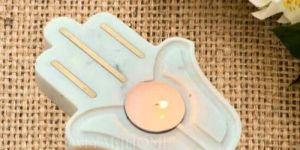 Satyaki Marble & Brass Grooved Votive Holder