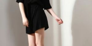 Black Crinkled Short Cord Set