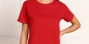 Red Solid Tshirt for Women