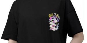 Women Printed Black Oversized Tshirt