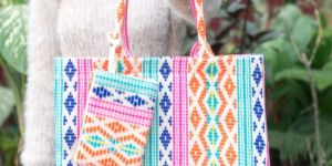 women multicoloured jacquard tote bag