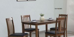 Chizu Solid Wood 4 Seater Dining Set in Cappuccino Finish