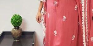 Angelic Attire - Modal Hand Embroidered Chikankari Kaftan Kurti and Palazzo Set