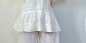 Arctic Charm - Pure Cotton Hand Embroidered Chikankari Short Top