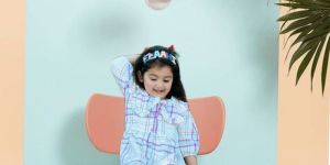 girls party wear check cotton frock