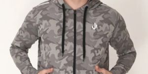 Grey Camo Jacquard Mens Track Jacket