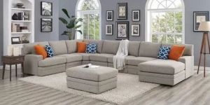 8 Seater Sofa Set: 167 Wide Modular Corner Sectional with Ottoman