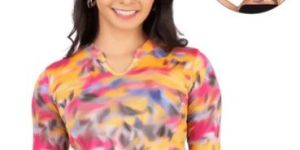 Printed Collar Neck Blouse 3/4 Sleeve