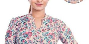 Printed Collar Neck Blouse Mid Sleeve