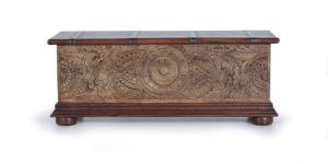 Kraft Creations Unique Antique Finish Wooden Trunk Box For Bedroom 45X116X40 CMS