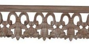 Brown Carved Wooden Wall Shelf