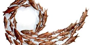 Fish Panel Iron Metal Wall Hanging