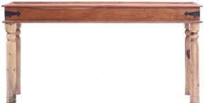 Floral Print Tile Studded Mango Wood Console Table