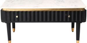 Wooden Coffee Table With Marble Top