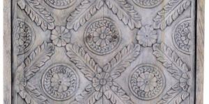 Wooden Grey Wash Carved Almirah
