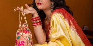 Brown Yeola Handmade Paithani Potli Bag