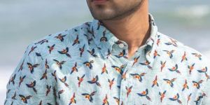 Flying High Printed Mens Linen Shirt
