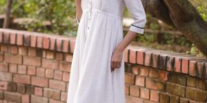 Women Slub Gown Dress