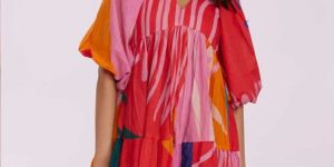 Women Splash Printed Tiered Dress