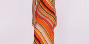 Women Striped Long Slip Dress