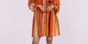 Women Striped Loose Shirt Dress