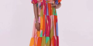 Women Vivid Printed Maxi Dress