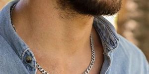 Cuban Mens Silver Chain Necklace