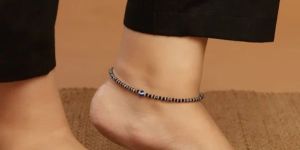 Silver Beaded Anklet for Women