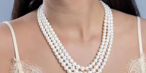 Bridal Radiance Triple-Strand White Freshwater Women Pearl Necklace
