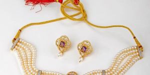 Grace Four-Line Women Pearl Choker Necklace Set