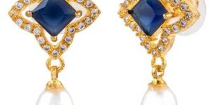 Sapphire Square Crystal Women Drops Earrings