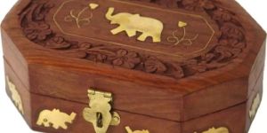 Beautifully Crafted Wooden Hexagonal Jewellery Box