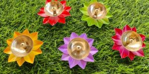Brass Lotus Diya Multi Colour