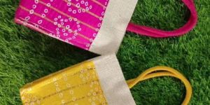 bandhani print jute bag