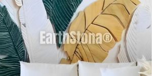 Banana Leaf Pattern Stone Wall Carving Art