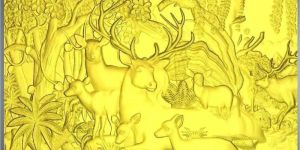 Stags under Tree Stone Wall Mural