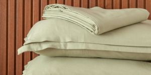 Hand Block Printed Green Linen Cotton Bed Sheet