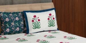 Handmade Blooming Lotus Printed Cotton Bedsheets