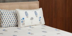 Handmade Blue Bells Printed Cotton Bedsheets