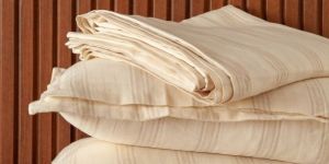 Ivory & Beige Stripes Linen Bed Sheet