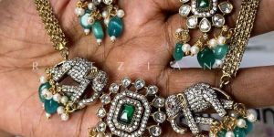 Women Regal Elephant AD Choker Necklace Set AJ108