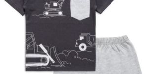 Boys Round Neck T-Shirt & Shorts Charcoal