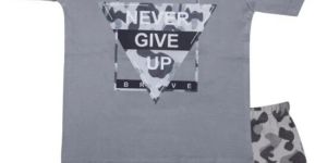 Boys Round Neck T-Shirt & Shorts Gray